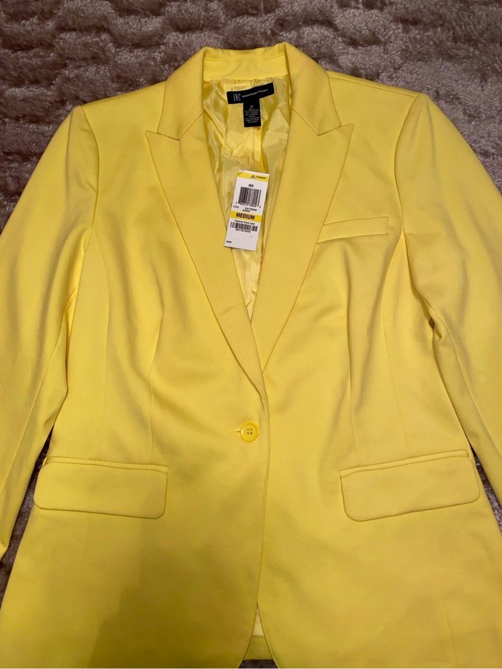 INC International Concepts Bright Yellow Single-Button Blazer
